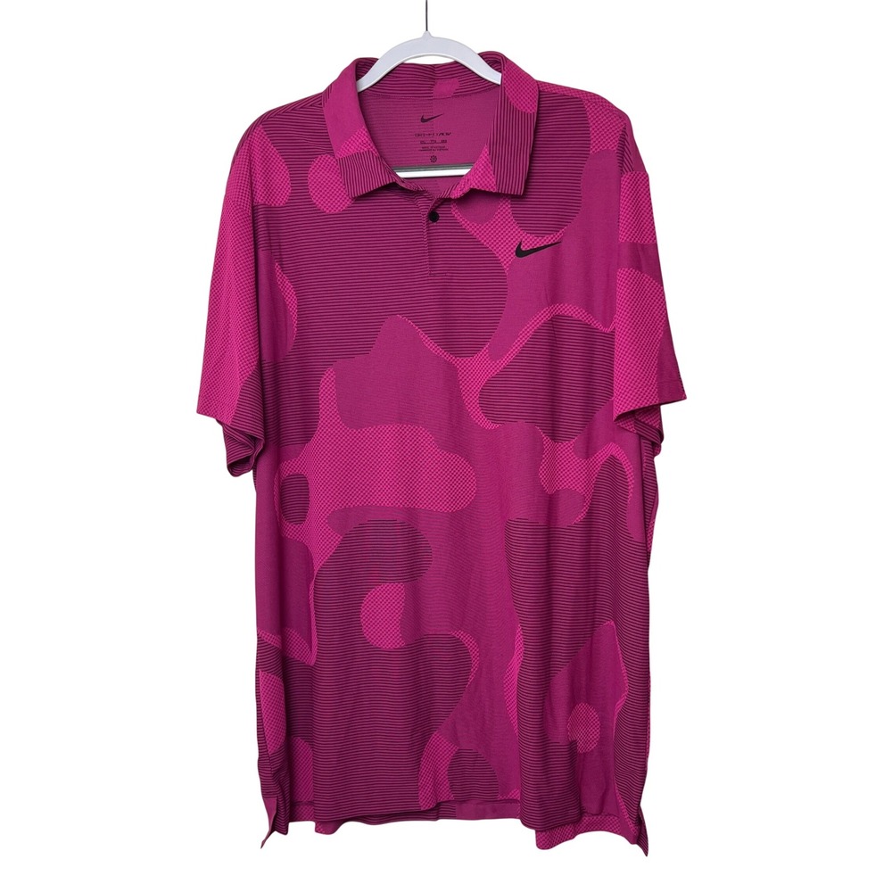 Nike Dri-FIT ADV Tour Golf Polo Shirt Athletic‎ Fit Pink Black Camo XXL